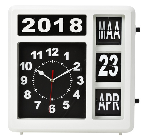 [1000091] Wandklok Perel analoog 310x310mm nederlandse versie wit