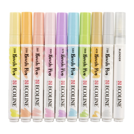 [1000114] Brushpen Talens Ecoline set á 10 stuks pastel