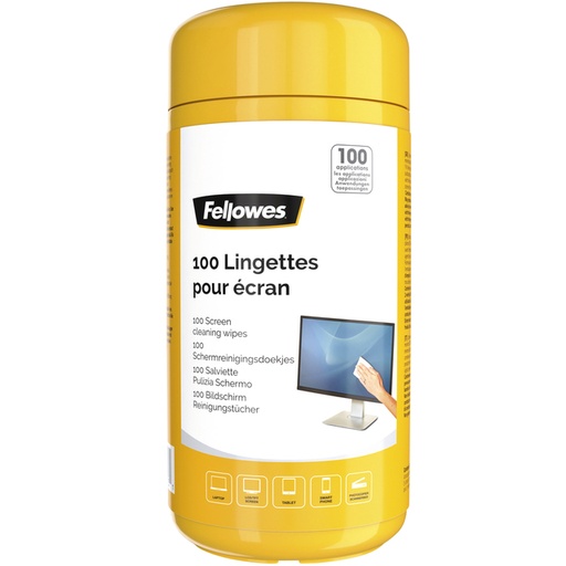 [701479] Lingettes nettoyantes Fellowes pour écran distributeur 100 lingettes