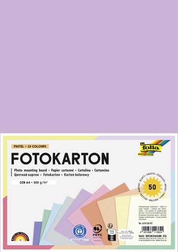 [1000298] Fotokarton Folia 300gr A4 50vel pastelkleuren