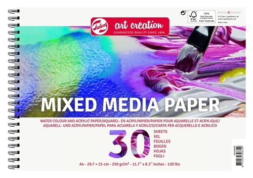 [1386431] Acryl-aquarelverfpapier Talens Art Creation mixed media A4 wit