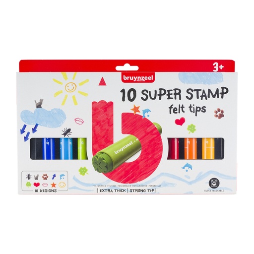 [1386495] Feutre tampon Bruynzeel Kids Super Stamp set 10 couleurs