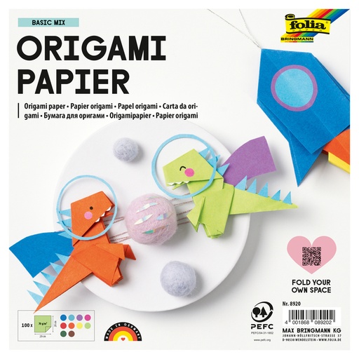 [1386928] Feuilles de pliage Folia 70g 20x20cm assorti 100 feuilles