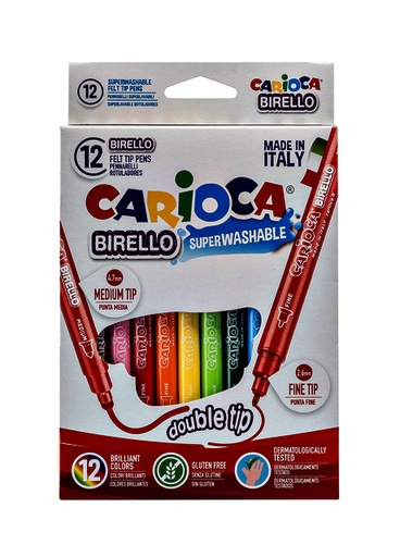 [1386812] Viltstift Carioca Birello dubbelpunters assorti set à 12 stuks