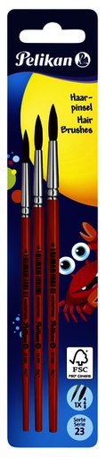 [1386947] Pinceau Pelikan blister 3 pièces assorti