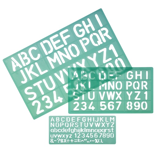 [1385380] Gabarits lettres Linex majuscules/minuscules/chiffres set 3 pièces
