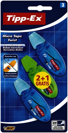 [1388088] Correctieroller Tipp-ex micro twist 5mmx8m blister 2+1 gratis