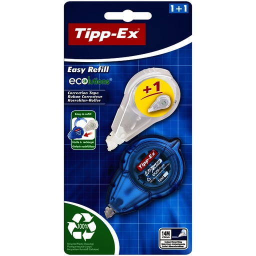 [1388084] Correctieroller Tipp-ex easy refill ecolutions + refill 5mmx14m blister à 1+1