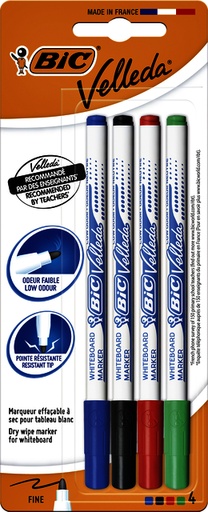 [1388086] Marqueur tableau blanc BIC Velleda 1721 ogive Fin assorti blister 4 pièces