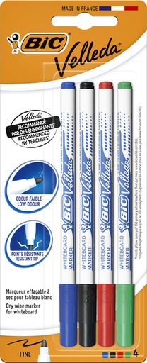 [1388086] Marqueur tableau blanc BIC Velleda 1721 ogive Fin assorti blister 4 pièces