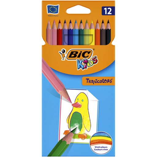 [1388083] Kleurpotloden BicKids Tropicolors assorti blister à 12 stuks