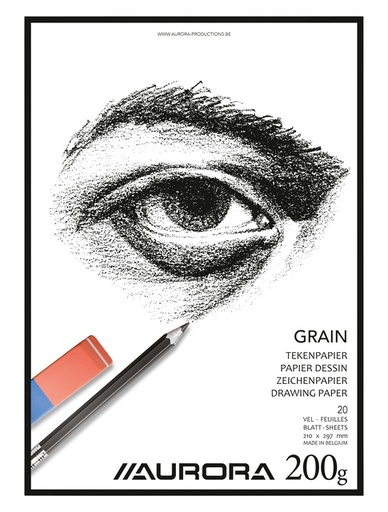 [1385451] Tekenblok Aurora A4 20 vel 200 gram Grain papier