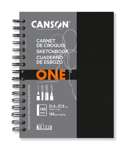 [1386464] Carnet de croquis Canson Art Book One spirale 216x279mm 80 feuilles blanches 100g