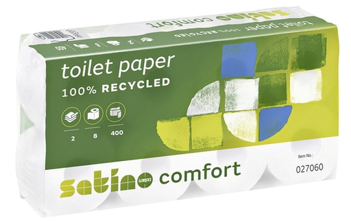 [1386044] Papier toilette Satino Comfort MT1 027060 2 épaisseurs 400 feuilles blanc