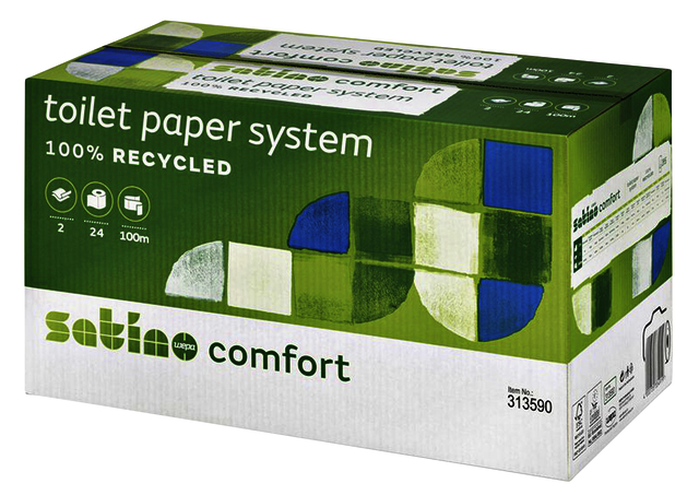 Toiletpapier Satino Comfort JT3 systeemrol 2-laags 724vel wit 317960