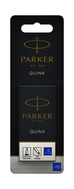 Inktpatroon Parker Quink uitwasbaar blauw