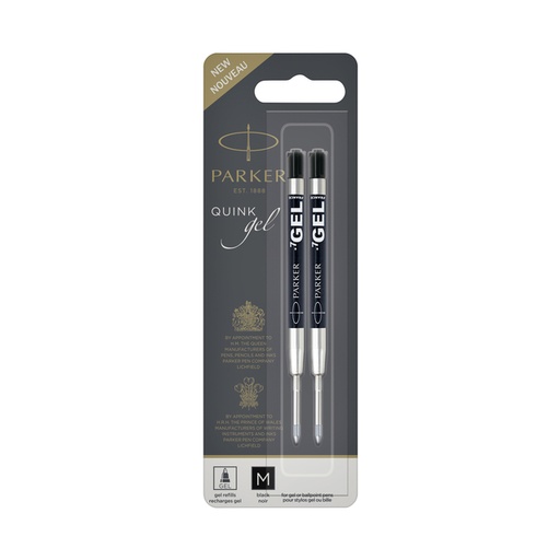 [1388274] Recharge encre gel Parker Quink Medium noir blister 2 pièces