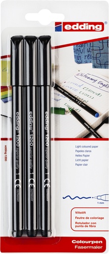[1388251] Fineliner edding 1200 001 Fin noir blister 3 pièces