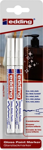 [1388253] Feutre peinture edding 751 ogive 1-2mm blanc blister 2 pièces