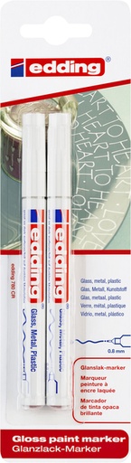 [1388255] Marqueur peinture edding 780 à base d'huile 0,8mm blanc blister 2 pièces