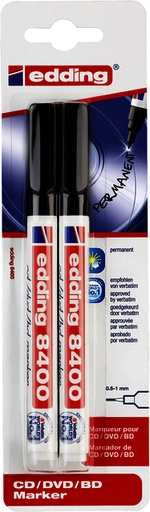 [1388258] Cd marker edding 8400 rond  0.5-1.0mm zwart blister à 2 stuks
