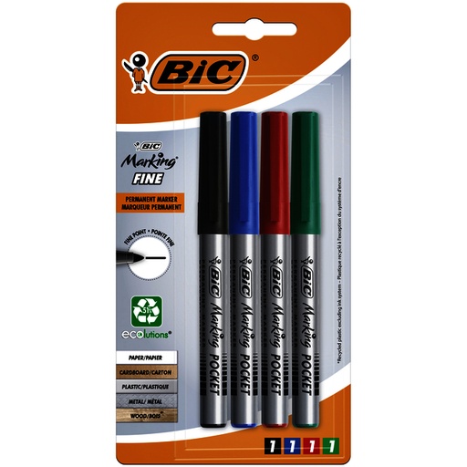 [1388316] Feutre BIC Ecolutions ogive Fin assorti blister 4 couleurs