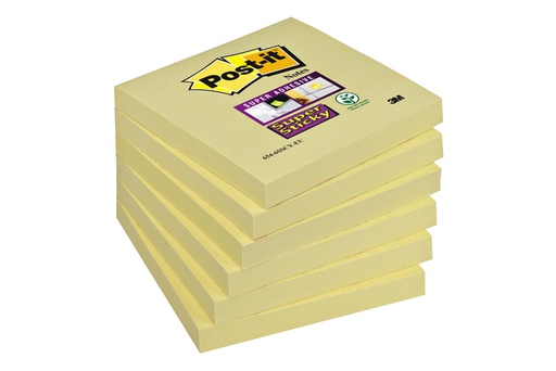 [1388450] Memoblok Post-it 654  Super Sticky 76x76mm geel
