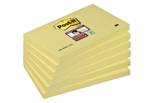 [1388453] Bloc-mémos Post-it 655 Super Sticky 76x127mm jaune 6 pièces