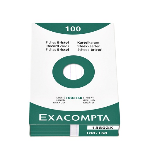 [1388327] Systeemkaart Exacompta 100x150mm lijn wit 100 stuks