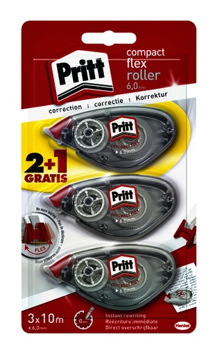 [1388434] Correctieroller Pritt Compact Flex 6mm x 10m blister 2+1 gratis
