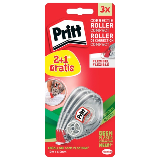 [1388434] Roller correcteur Pritt Compact Flex 6mmx10m blister 2+1 gratuit