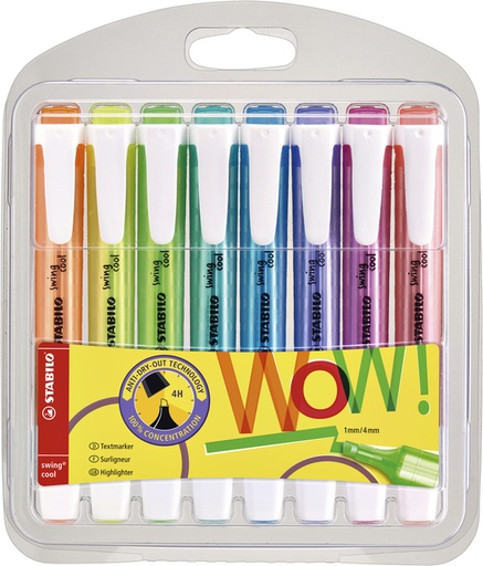 [1388396] Surligneur STABILO Swing Cool 275/8 assorti étui 8 pièces