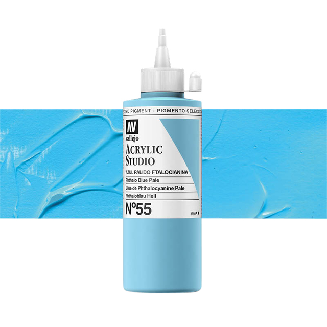 Acrylverf Acrylicos Vallejo Studio 200ml 55 phtalo zacht blauw