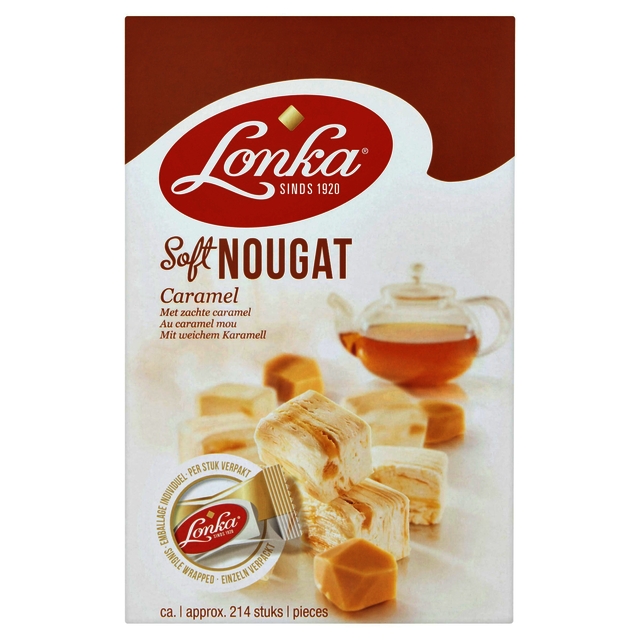 Nougat Lonka caramel per stuk verpakt 12gr