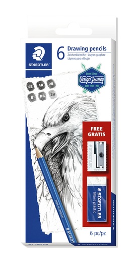 [1388363] Potlodenset Staedtler Design Journey gratis gum en puntenslijper 6st