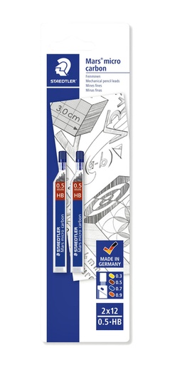 [1388354] Mine portemine Staedtler Mars Carbon Micro 0,5mm HB blister 2 pièces