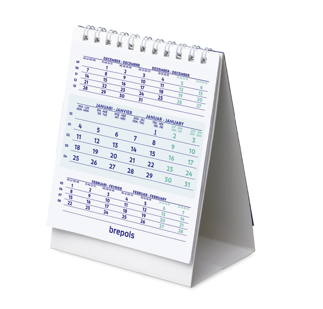 Calendrier de table 3 mois 2026 Brepols 10,5x13cm