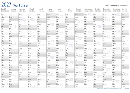 [1388444] Planning annuel 2026 Staedtler Lumocolor 84x60cm enroulé