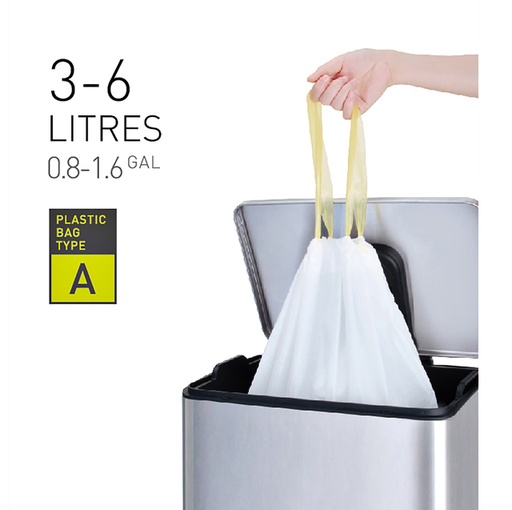[1388743] Sac poubelle EKO MDPE type A avec lien coulissant 3-6L 35x40cm blanc 30 pièces