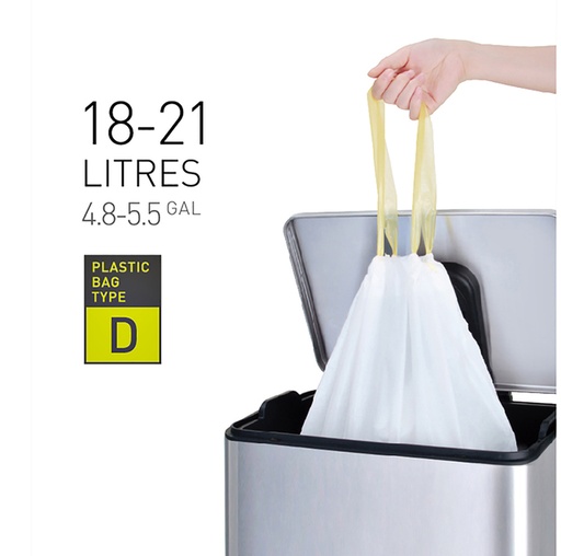 [1388748] Sac poubelle EKO MDPE type D avec lien coulissant 18-21L 55x55cm blanc 20 pièces