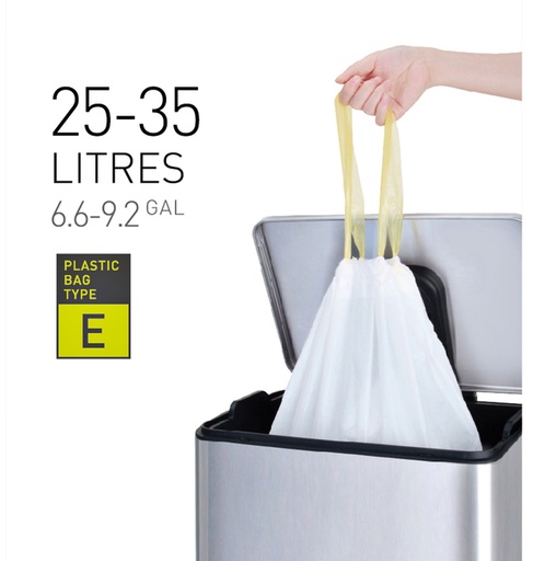 [1388744] Sac poubelle EKO MDPE type E avec lien coulissant 55x70cm 25-35L blanc 12 pièces