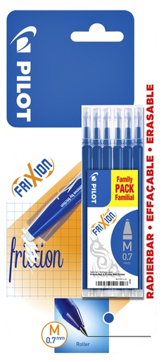 [1388393] Recharge roller PILOT FriXion Medium bleu blister 6 pièces