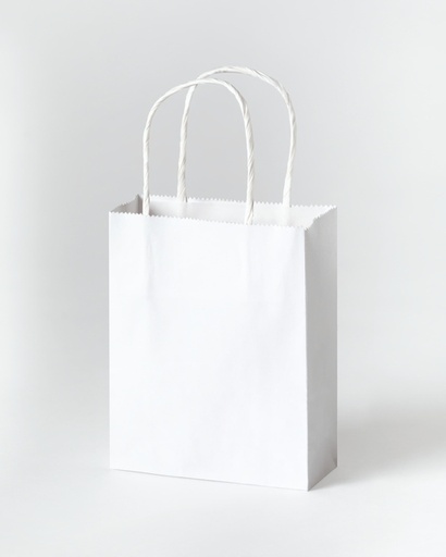 [1388933] Tas met handvat Folia kraftpapier 110gr 12x15x5.5cm 20 stuks wit