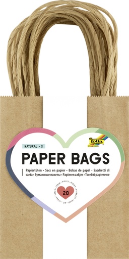 [1388934] Sac en papier kraft Folia avec anses 125g 12x15x5,5cm naturel 20 pièces