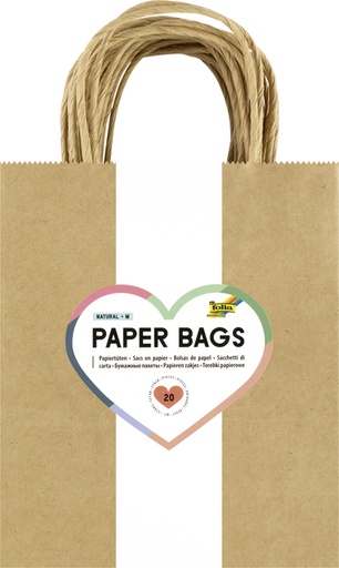 [1388935] Sac en papier avec poignées 125g 18x21x8cm kraft naturel 20 pièces