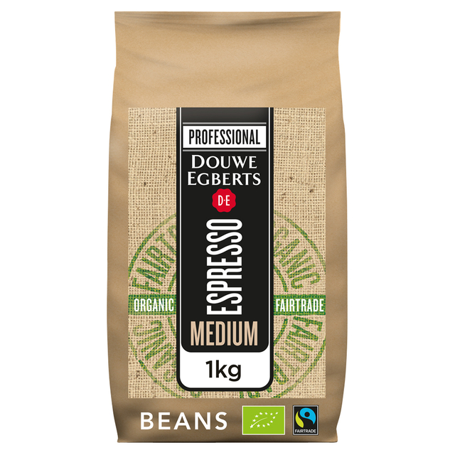 Café en grains Douwe Egberts espresso Medium Roast Organic & Fairtrade 1000g