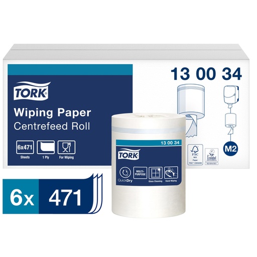 [1391487] Poetspapier Tork M2 Premium 1-laags 165m wit 130034