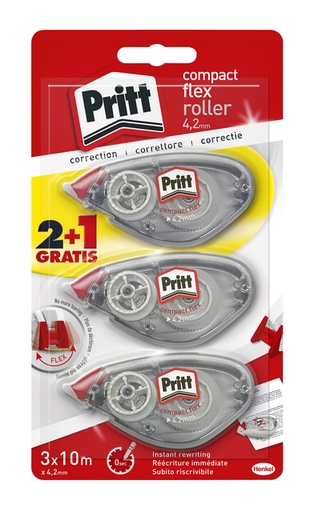 [1388703] Correctieroller Pritt compact flex 4.2mm x 10m blister 2+1 gratis