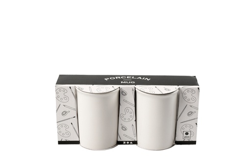[1391607] Mug Creativ Company porcelaine blanc set 2 pièces