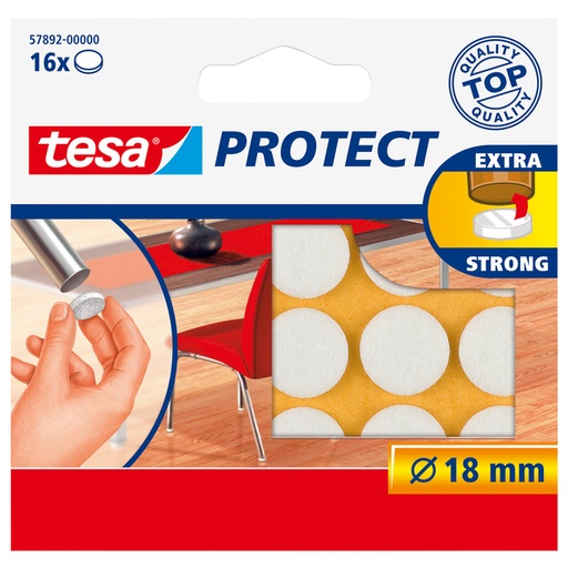 [1397034] Beschermvilt tesa® Protect anti-kras  Ø18mm wit 16 stuks